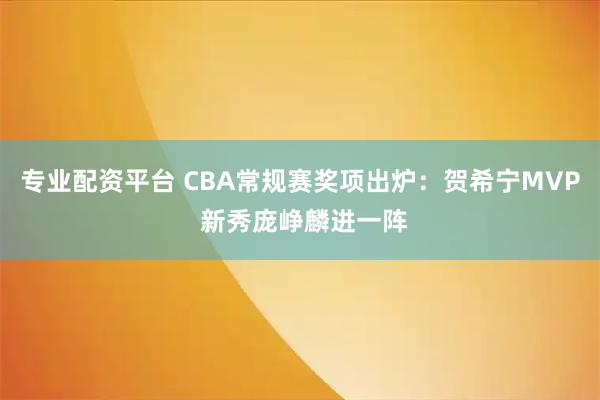 专业配资平台 CBA常规赛奖项出炉：贺希宁MVP 新秀庞峥麟进一阵